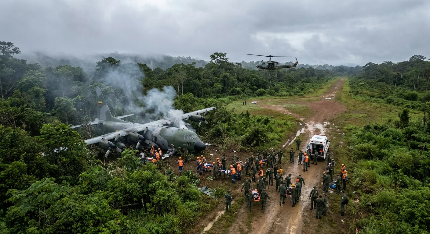 Imagen de la publicación: Colombia investiga mortal accidente de avión Hércules C‑130 con más de 100 militares a bordo